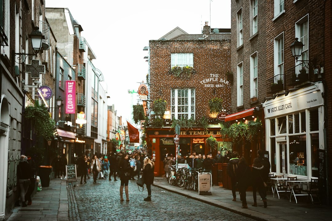 busy urban street with shops